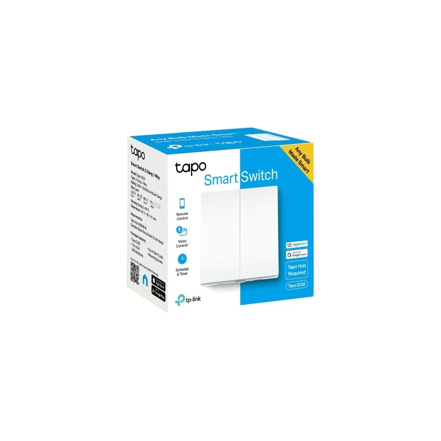 Inteligentný dvojtlačidlový svetelný vypínač 2xAAA