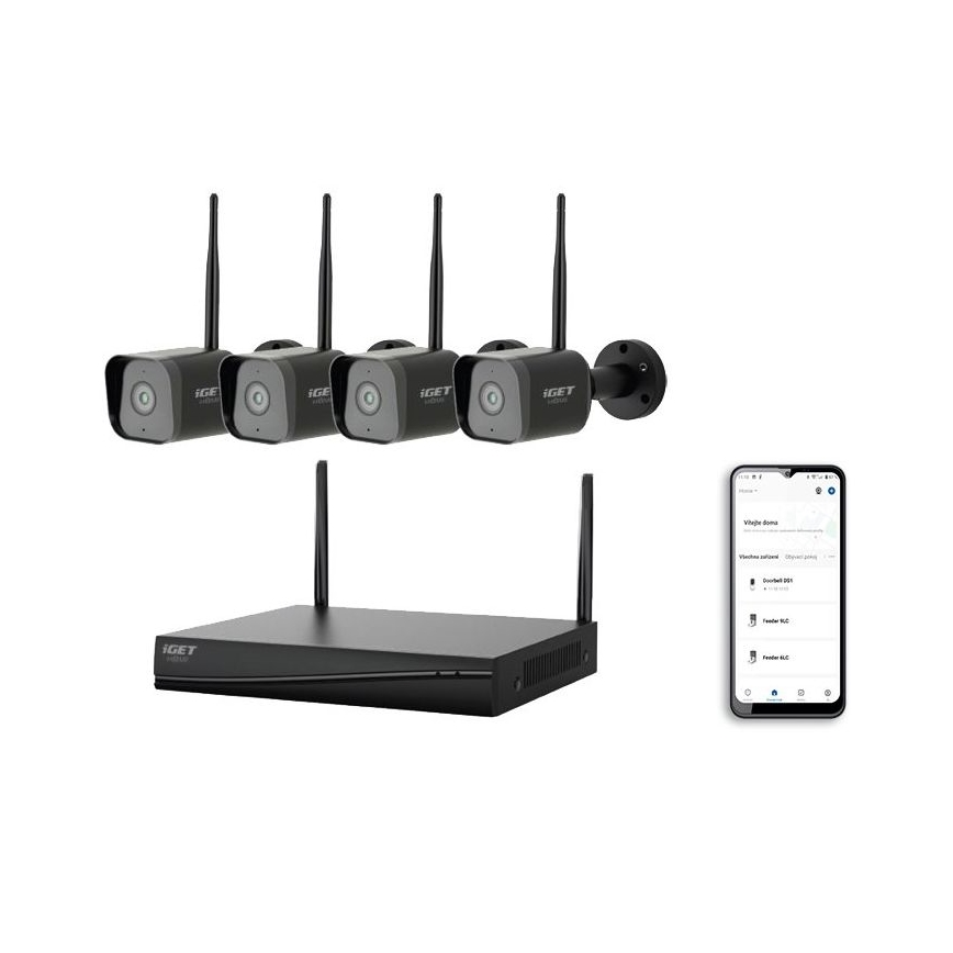 Inteligentný kamerový systém + 4x kamera so senzorom 2K+ 12V IP65 Wi-Fi Tuya