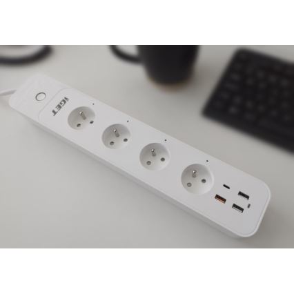 Inteligentný predlžovací kábel s vypínačom 1,5 m 4Z + 4xUSB Wi-Fi