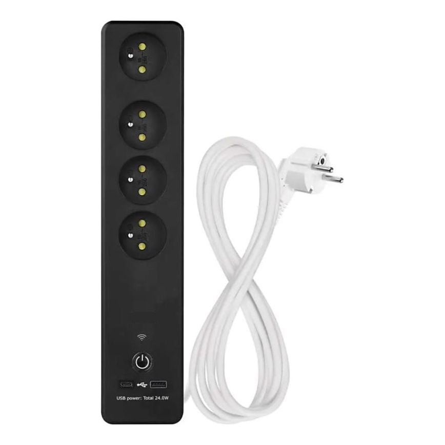 Inteligentný predlžovací kábel s vypínačom GoSmart 4Z + 1x USB-A + 1x USB-C 2 m Wi-Fi Tuya