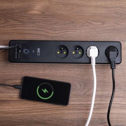 Inteligentný predlžovací kábel s vypínačom GoSmart 4Z + 1xUSB-A + 1xUSB-C 2 m Wi-Fi Tuya