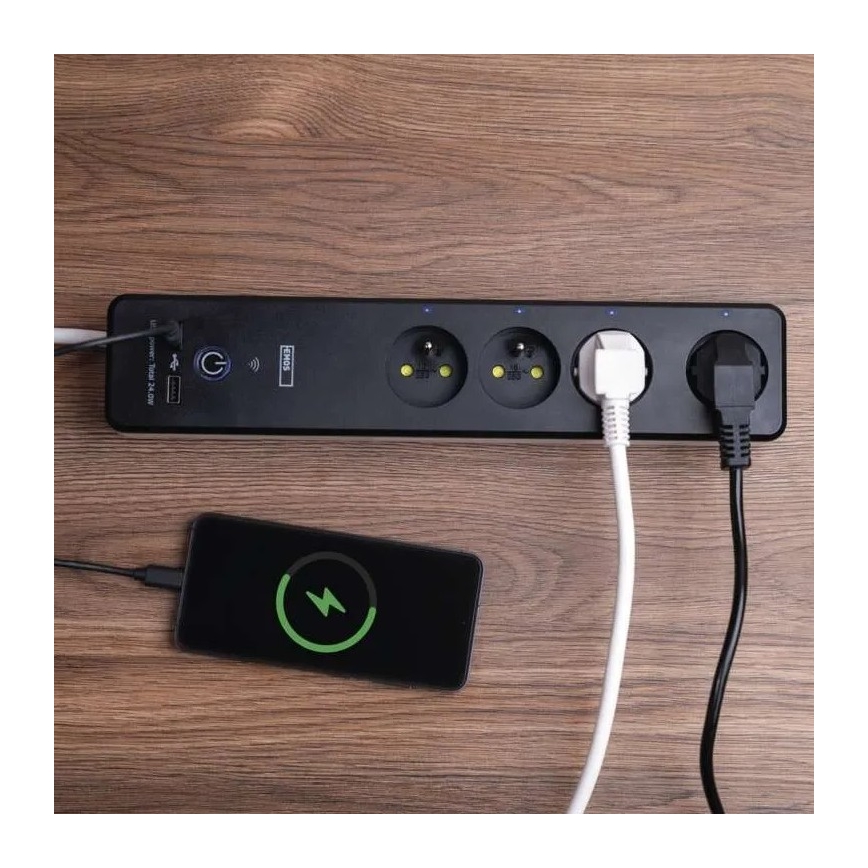 Inteligentný predlžovací kábel s vypínačom GoSmart 4Z + 1xUSB-A + 1xUSB-C 2 m Wi-Fi Tuya