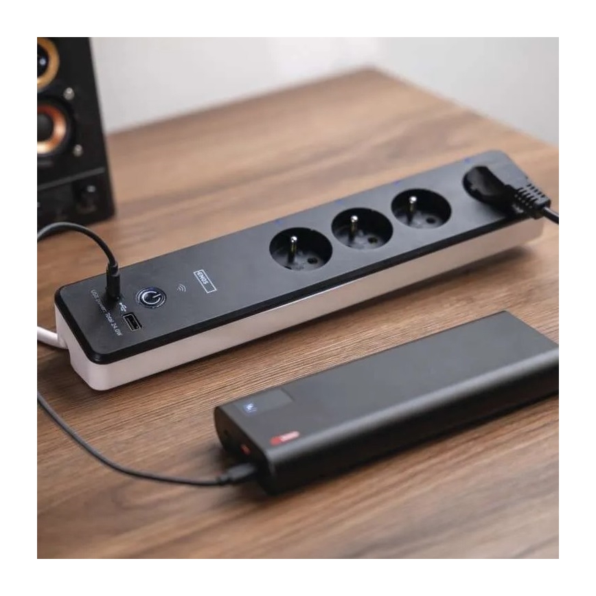 Inteligentný predlžovací kábel s vypínačom GoSmart 4Z + 1xUSB-A + 1xUSB-C 2 m Wi-Fi Tuya
