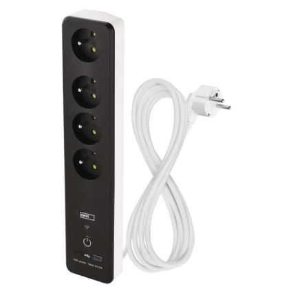 Inteligentný predlžovací kábel s vypínačom GoSmart 4Z + 1xUSB-A + 1xUSB-C 2 m Wi-Fi Tuya