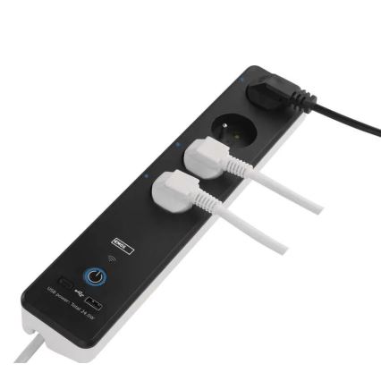 Inteligentný predlžovací kábel s vypínačom GoSmart 4Z + 1xUSB-A + 1xUSB-C 2 m Wi-Fi Tuya
