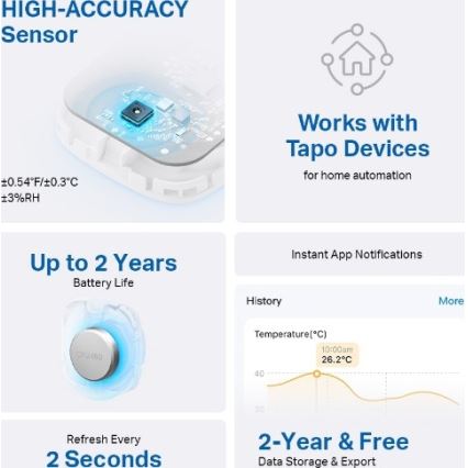 Inteligentný senzor na meranie teploty a vlhkosti 1xCR2450
