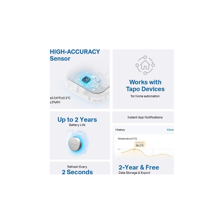 Inteligentný senzor na meranie teploty a vlhkosti 1xCR2450