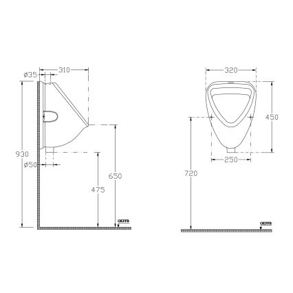 Isvea - Pisoár s horným prívodom, keramika/biela