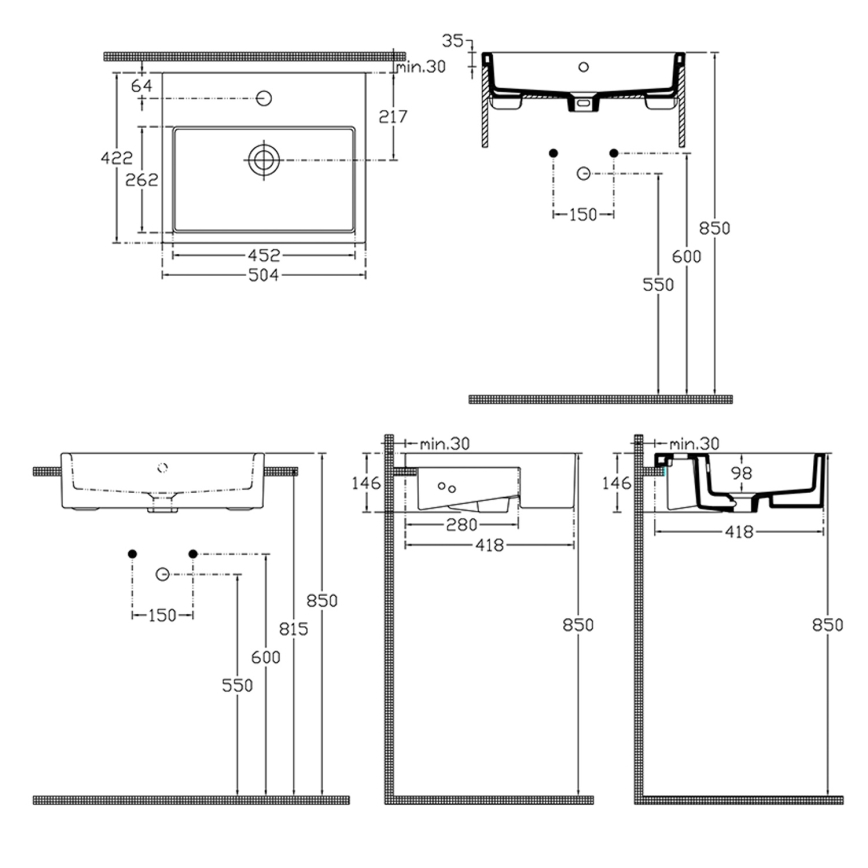 Isvea - Polozapustené umývadlo PURITY 50x42 cm keramika/biela