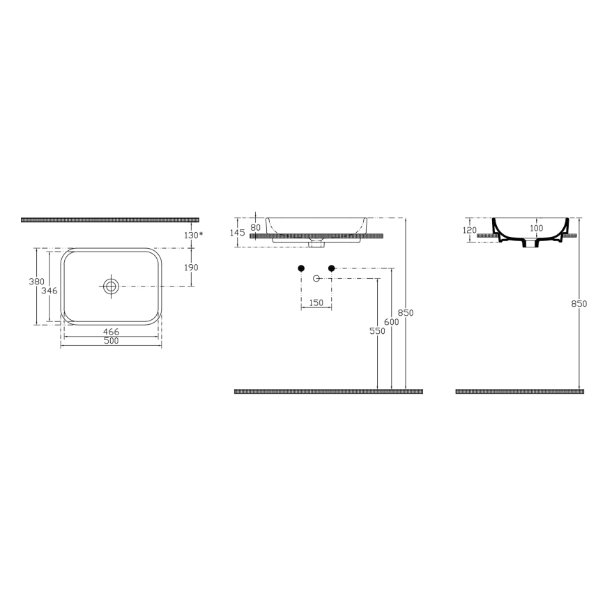 Isvea - Umývadlo na dosku AQUA 50x38 cm keramika/biela