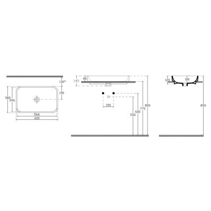 Isvea - Umývadlo na dosku AQUA 60x38 cm keramika/biela
