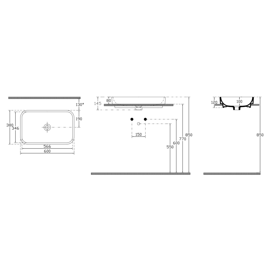 Isvea - Umývadlo na dosku AQUA 60x38 cm keramika/biela