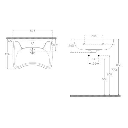 Isvea - Závesné umývadlo pre osoby so zdravotným postihnutím 45,6x59,5 cm keramika/biela