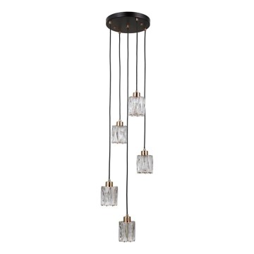 ITALUX - Luster na lanku TORNO 5xE14/40W/230V čierna/zlatá