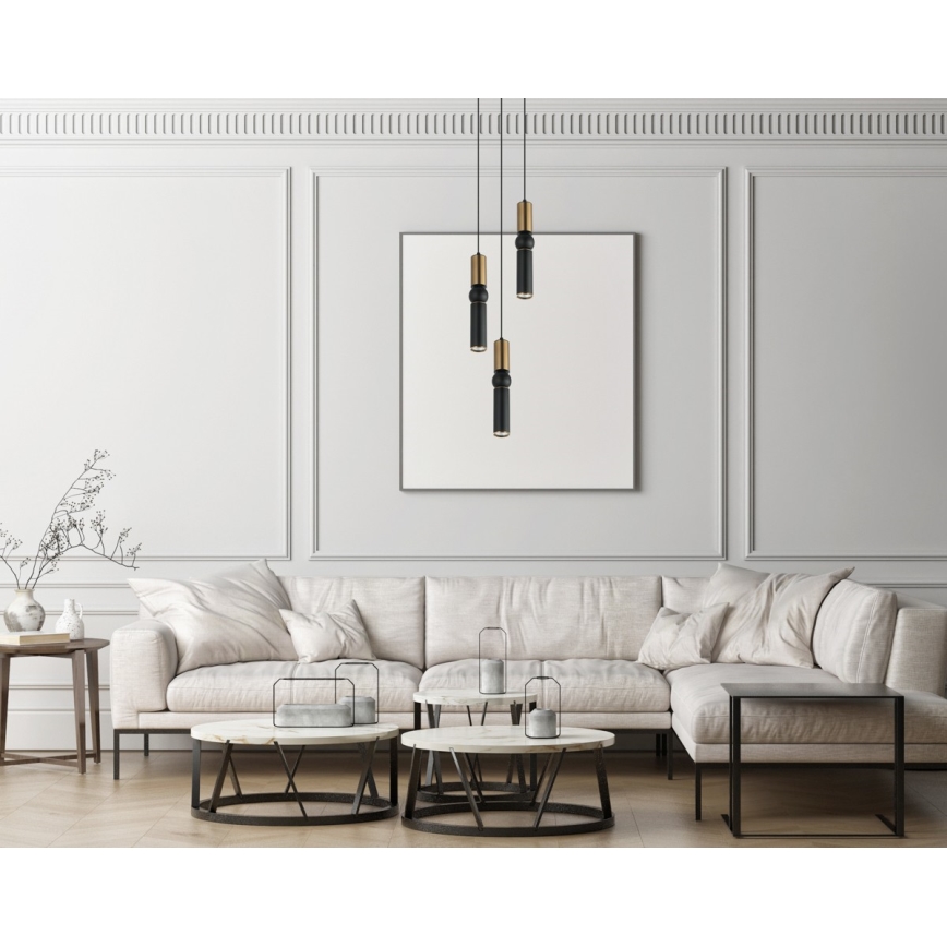 ITALUX - Luster na lanku ISIDORA 3xGU10/25W/230V čierna/bronz
