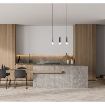 ITALUX - Luster na lanku MACERA 3xE27/40W/230V čierna