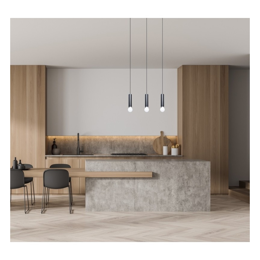ITALUX - Luster na lanku MACERA 3xE27/40W/230V čierna