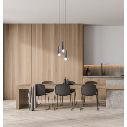 ITALUX - Závesný luster MACERA na lane 3xE27/40W/230V čierny