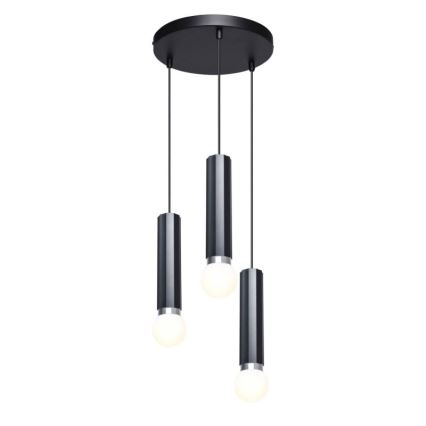 ITALUX - Závesný luster MACERA na lane 3xE27/40W/230V čierny