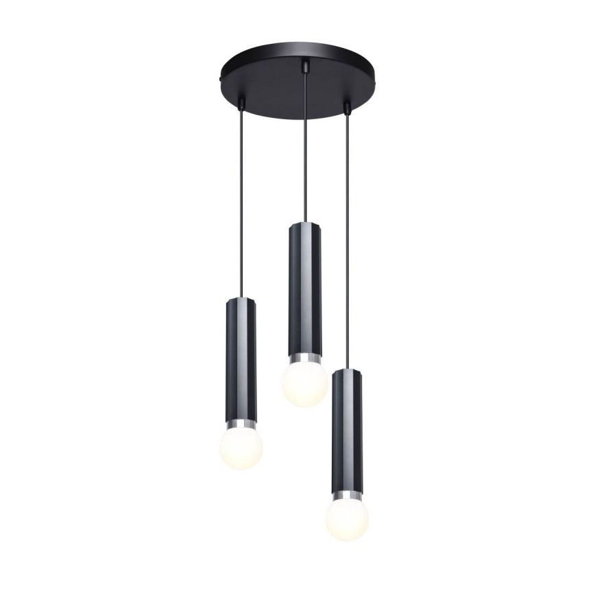 ITALUX - Závesný luster MACERA na lane 3xE27/40W/230V čierny