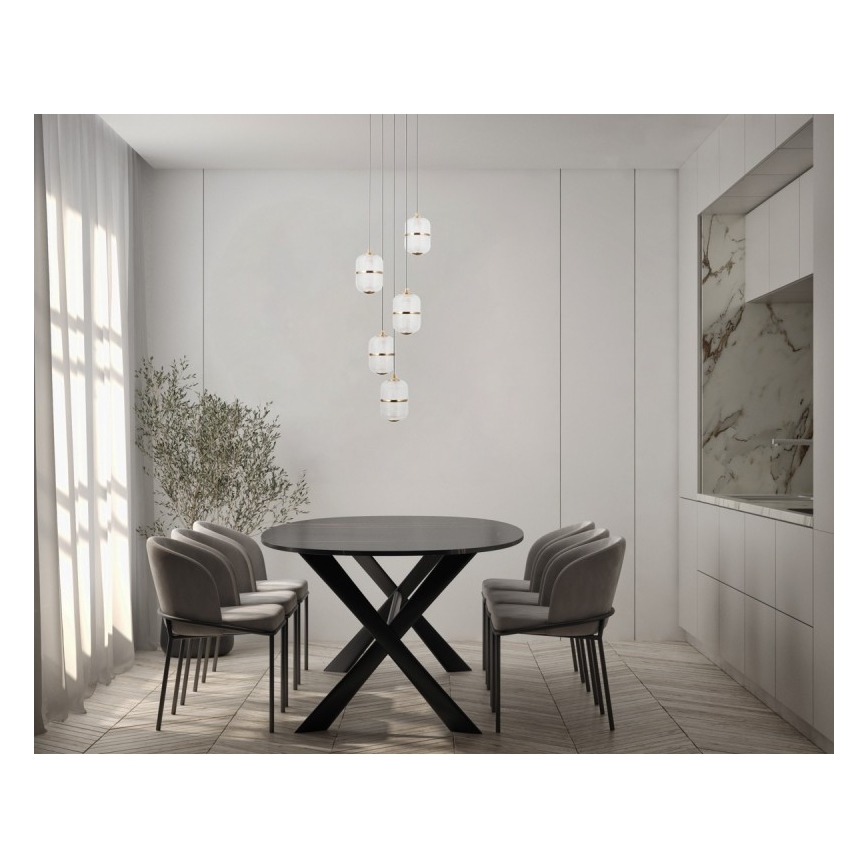 ITALUX - LED luster na lankách ALANI 5xLED/5,6W/230V 3000K čierna/zlatá