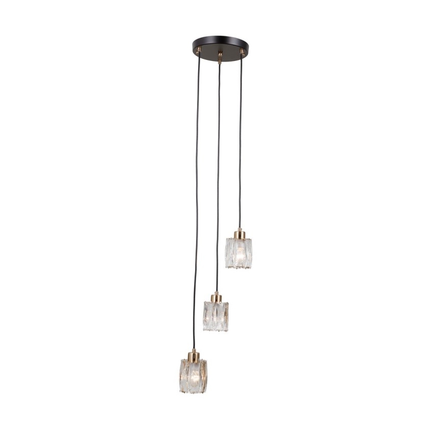 ITALUX - Závesný luster na lanku TORNO 3xE14/40W/230V čierna/zlatá