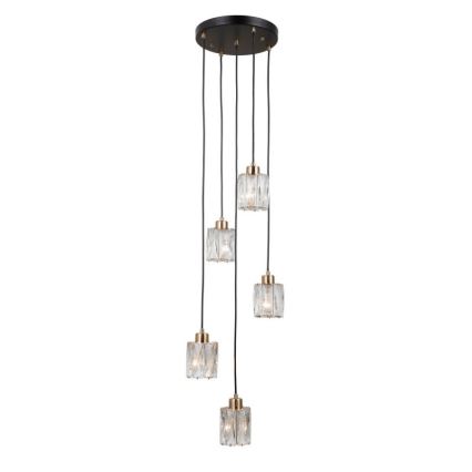 ITALUX - Luster na lanku TORNO 5xE14/40W/230V čierna/zlatá