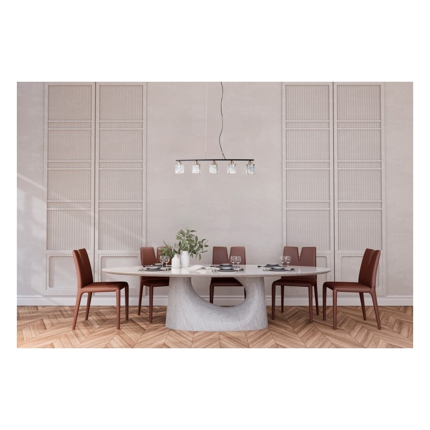 ITALUX - Závesný luster na lanku SIMONA 5xE14/40W/230V čierna/zlatá