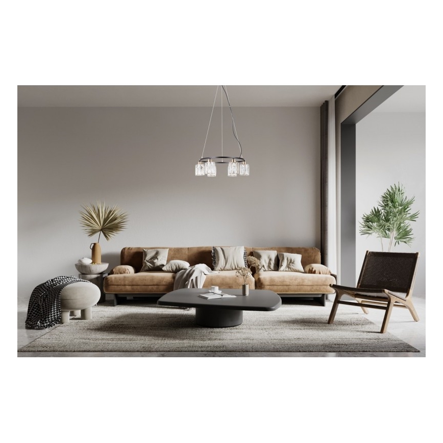 ITALUX - Závesný luster na lanku SIMONA 6xE14/40W/230V čierna/zlatá