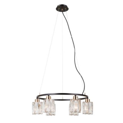 ITALUX - Závesný luster na lanku SIMONA 6xE14/40W/230V čierna/zlatá