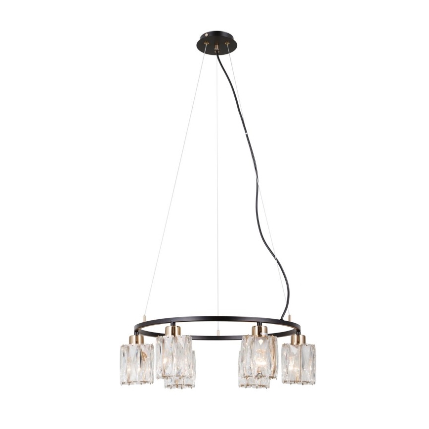 ITALUX - Závesný luster na lanku SIMONA 6xE14/40W/230V čierna/zlatá