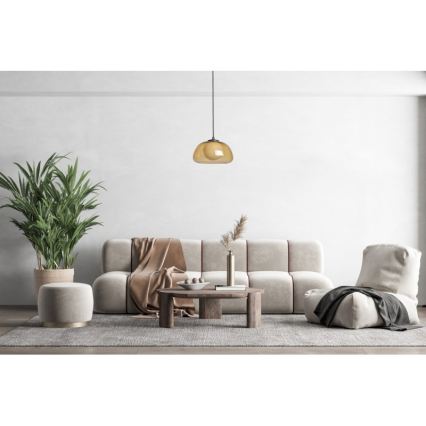 ITALUX - Závesný luster na lankách AINALE 1xG9/7W/230V čierna/dymovo-hnedá