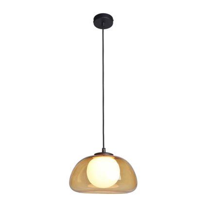 ITALUX - Závesný luster na lankách AINALE 1xG9/7W/230V čierna/dymovo-hnedá