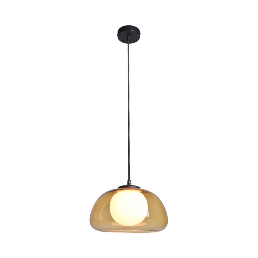 ITALUX - Závesný luster na lankách AINALE 1xG9/7W/230V čierna/dymovo-hnedá
