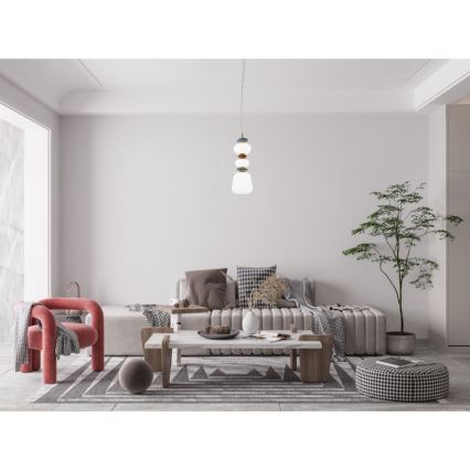 ITALUX - LED luster na lanku EVANS LED/15W/230V 3000K zlatá/modrá