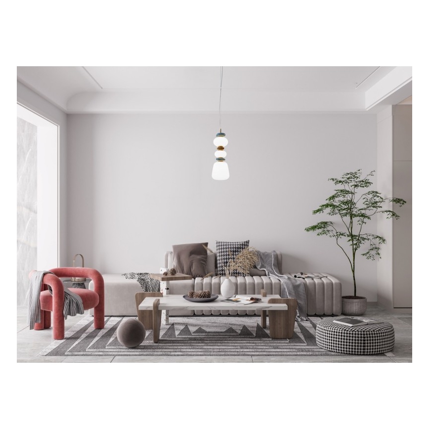 ITALUX - LED luster na lanku EVANS LED/15W/230V 3000K zlatá/modrá