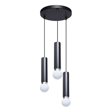 ITALUX - Závesný luster MACERA na lane 3xE27/40W/230V čierny