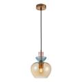 ITALUX - Závesný luster na lanku FANDA 1xE27/40W/230V zlatá/dymovo-béžová