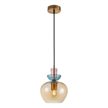 ITALUX - Závesný luster na lanku FANDA 1xE27/40W/230V zlatá/dymovo-béžová