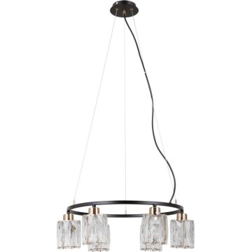 ITALUX - Závesný luster na lanku SIMONA 6xE14/40W/230V čierna/zlatá