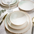 Jedálenská sada 24 ks biela/zelená/porcelán