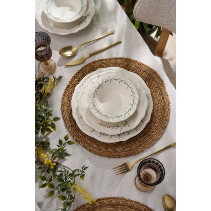 Jedálenská sada 24 ks biela/zelená/porcelán