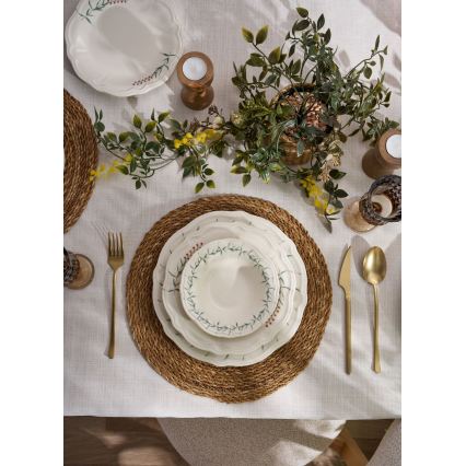 Jedálenská sada 24 ks biela/zelená/porcelán