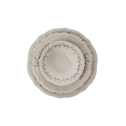 Jedálenská sada 24 ks biela/zelená/porcelán