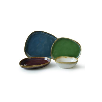 Jedálenská sada 24 ks pestrofarebná/kameňina