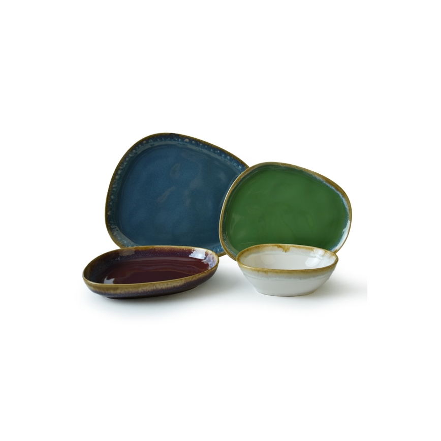 Jedálenská sada 24 ks pestrofarebná/kameňina