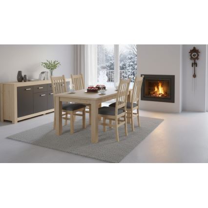 Jedálenská stolička SIMON buk/tmavosivá