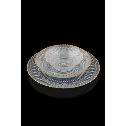 Jedálenská súprava 12 ks číra/zlatá/sklo