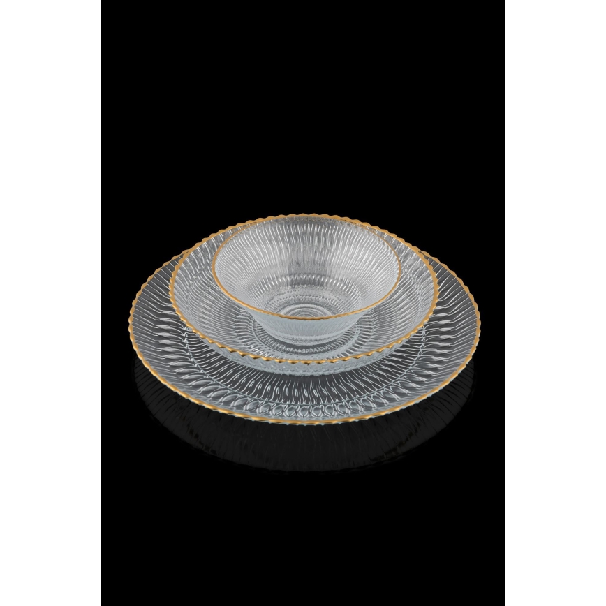 Jedálenská súprava 12 ks číra/zlatá/sklo