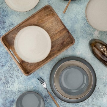 Jedálenská súprava 16 ks sivá/béžová porcelán